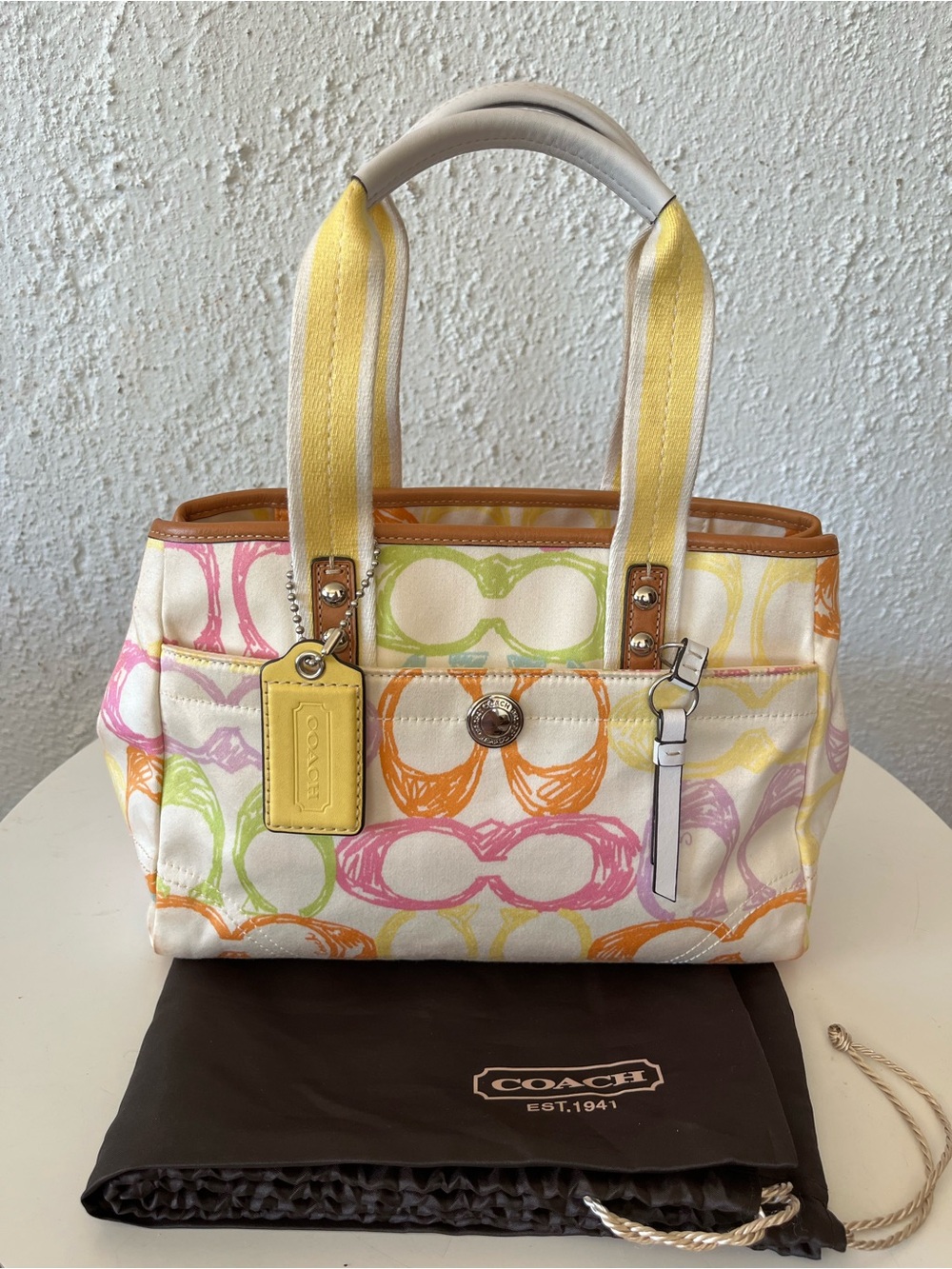 Coach Y2K Multicolor Canvas Hampton Scribble Tote Bag From 2008, Style 10673